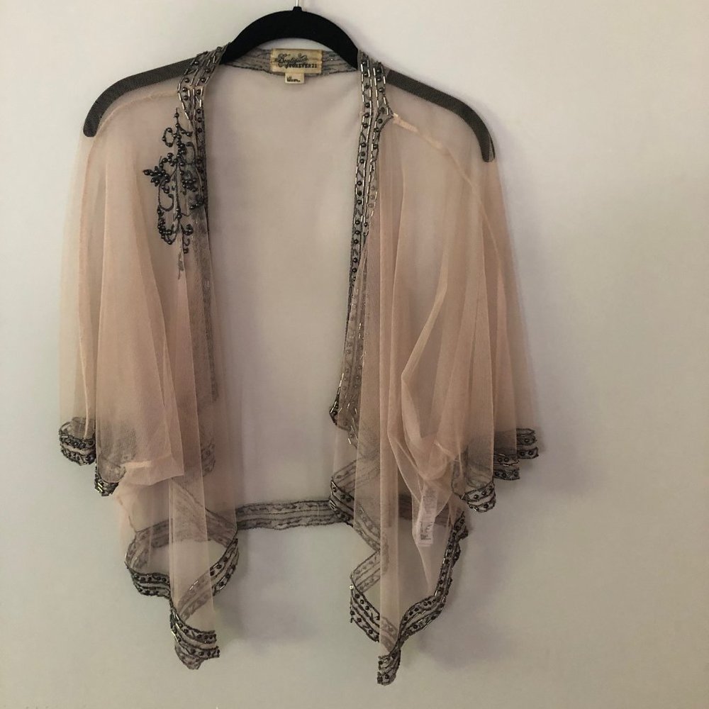 Forever 21 Sheer Beaded Kimono